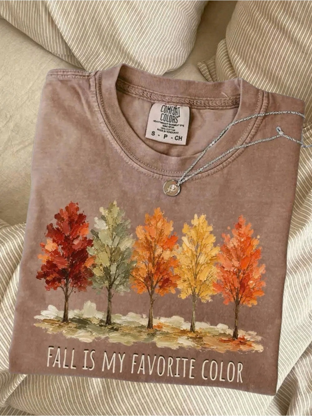Comfort Colors Mauve Short-Sleeve Tee with Fall Tree Graphic